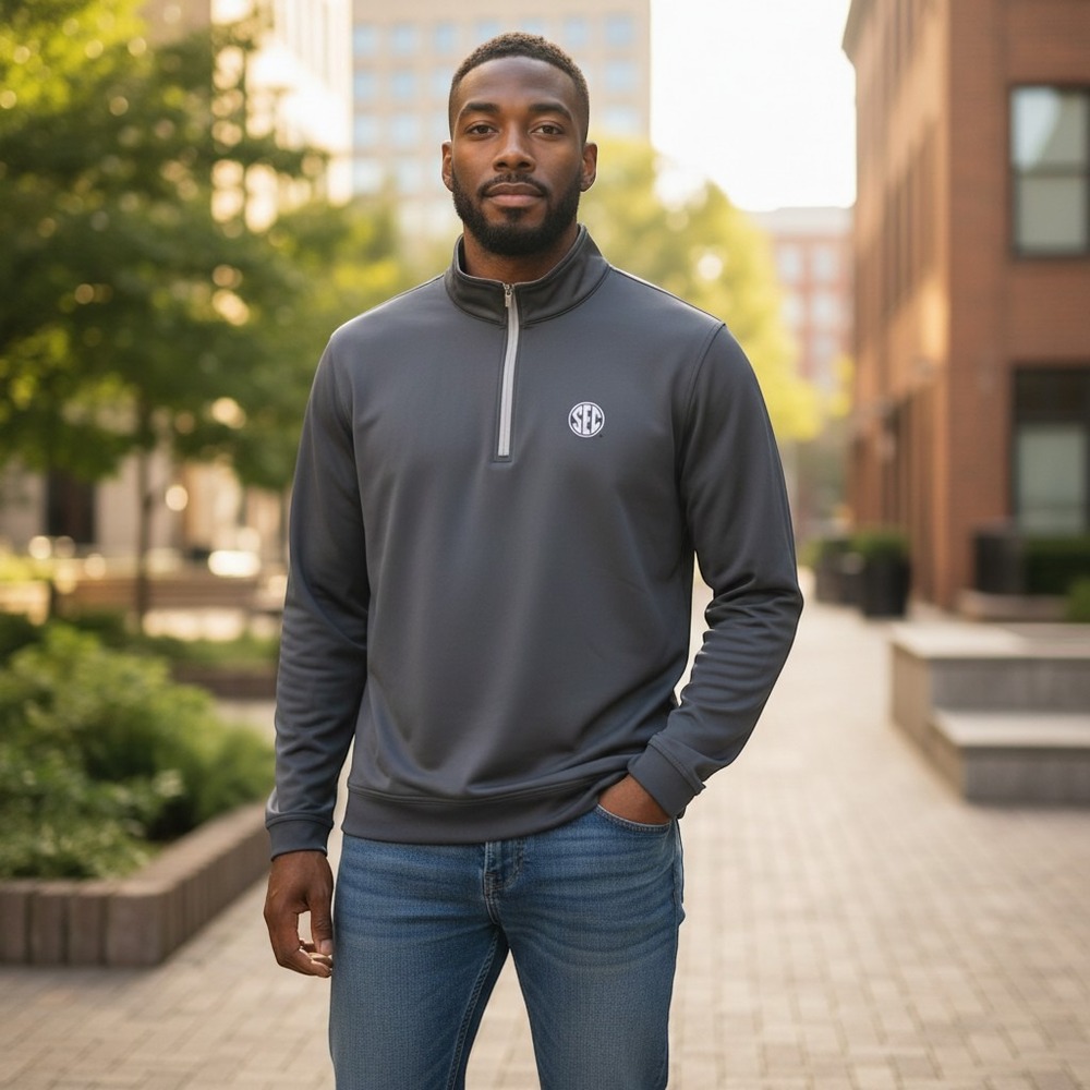 Peter Millar SEC Quarter Zip Pullover Iron Grey Med ME0EK40